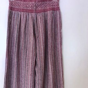 Indigo Rein Burgundy Striped Linen Palazzo Pants